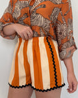 Haveone - Short rigato arancio con trinetta