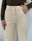 Haveone - Jeans bella in velluto panna