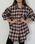 SusyMix - Maxi-camicia check in flanella bordeaux