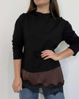Tensione In - Maglia nera con pizzo finale moro