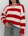 Haveone - Maglioncino rigato panna/rosso