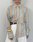 Haveone - Camicia rigata celeste/camel
