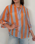 Haveone - Camicia righe larghe arancio/celeste