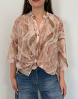 Haveone - Camicia con fiocco in fantasia