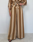 Haveone - Pantalone in viscosa con righe senape