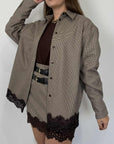 Haveone - Camicia in pied de poule con pizzo