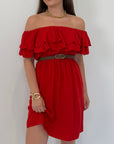 Kontatto - Abito shiffer con balze rosso