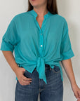 Haveone - Camicia in mussola di cotone oceano