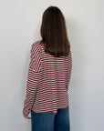 SusyMix - Maglia scatola scollo barca righe bordeaux