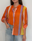 Haveone - Camicia righe asimmetriche arancio