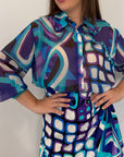 Tensione - Camicia geometrica blu