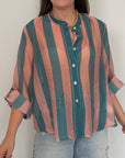 Haveone - Camicia righe larghe rosa ottanio