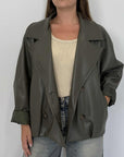 Haveone - Giacca ecopelle militare oversize