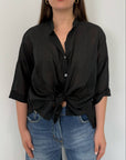 Haveone - Camicia con fiocco e manica 3/4