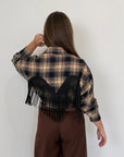 Tensione In - Camicia con frange nera e tabacco