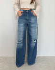 Haveone - Jeans bella con strappi lav.scuro