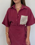 SusyMix - Camicia in cupro con tasca paillettes