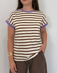 SusyMix - T-shirt righe moro contrasto viola