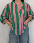 Haveone - Camicia righe larghe verde