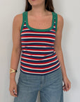 Haveone - Canotta righe blu contrasto verde