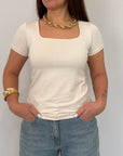 SusyMix - T-shirt scollo quadrato burro