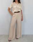 Haveone - Pantalone palazzo con cintura sabbia