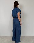 Tensione In - Pantalone denim chambray cargo