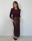 Haveone - Gonna ecopelle con spacco bordeaux