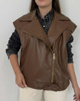 Haveone - Chiodo smanicato cuoio