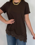 Tensione In - T-shirt con inserto pizzo moro