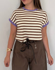 SusyMix - T-shirt righe moro contrasto viola