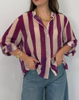 Haveone - Camicia righe larghe viola