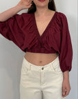 Two way - Blusa crop passamaneria bordeaux