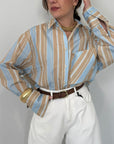 Haveone - Camicia rigata celeste/camel