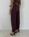 Haveone - Pantalone borgogna con cintura