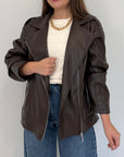 Haveone - Bomber in ecopelle liscia