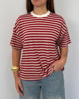 Haveone - Maglia riga bordeaux contrasto bianca