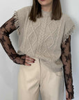 Tensione In - Gilet trecce girocollo casha