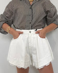 Haveone - Short Ivy farfalla bianco con pizzo