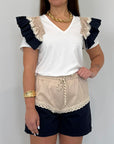SusyMix - Short bicolor blu beige