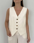 Tensione In - Completo goffrato gilet e pantalone bianco