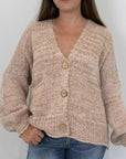 Haveone - Cardigan tre bottoni cipria