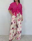 Haveone - Pantalone floreale fuxia