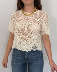 Haveone - Maglia in pizzo beige