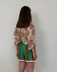 Haveone - Short rigato acquamarina con trinetta