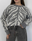 Haveone - Maglioncino zebrato grigio