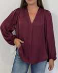 Haveone - Blusa viscosa scollo V ciliegia