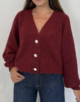 Haveone - Cardigan bottoni perla bordeaux