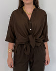Haveone - Camicia in mussola di cotone moro