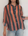 Haveone - Camicia righe larghe rosa verde